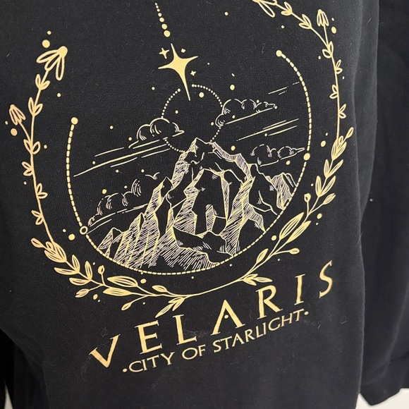 ACOTAR Velaris Black Gold Crewneck Sweater Ladies Medium - Picture 2 of 4